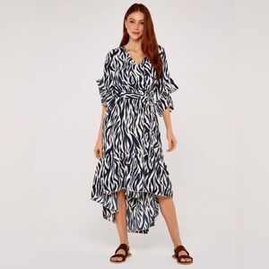 SO ♥️! Apricot -Zebra Print Dip Hem Dress